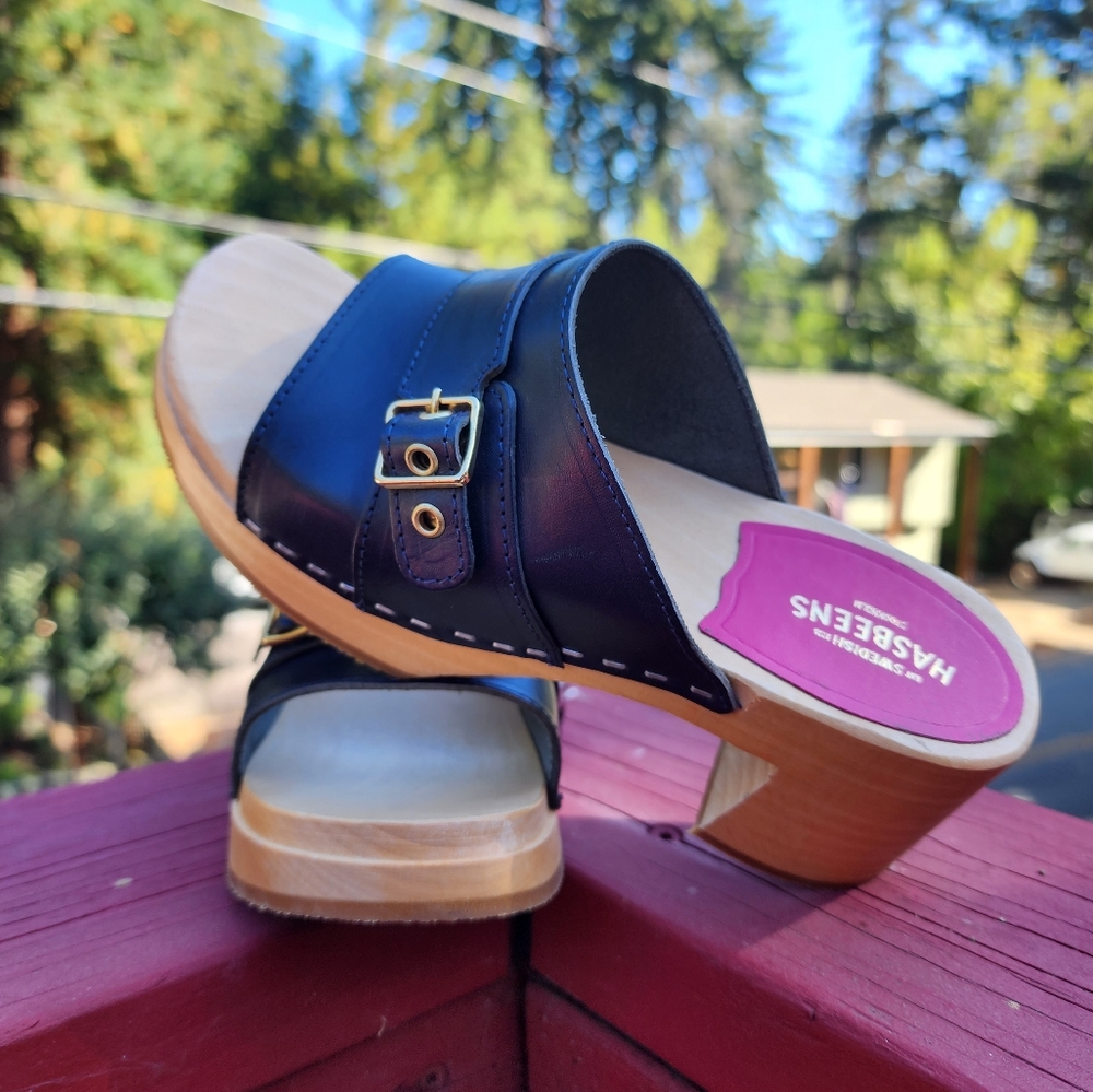 Swedish Hasbeens preppy slip clogs size 36